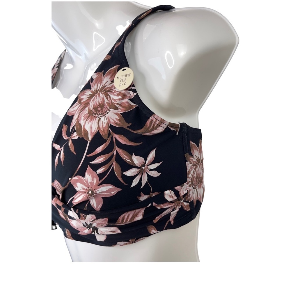 Artesands Delacroix Cross Front Floral D-Cup & Up Bikini Top in Black Size 8 - Picture 5 of 12